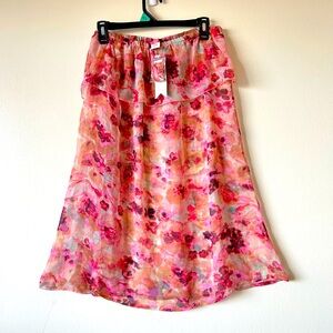 NWT Cruise Club OS Pink Floral Multi Way Flowy Ruffle Swim Suit Bikini Cover Up